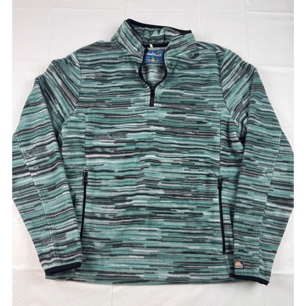 Chubbies Mens Small Quarter Zip Fleece Pullover Teal‎ Space Dye